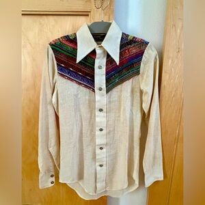 Vintage 70’s Essley Bug-a-Boo Shirt with colorful woven yarn